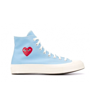 Кеды Converse Comme des Garcons Blue голубые высокие с сердечком