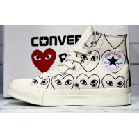 Кеды Converse Play Comme Des Garçons с сердечками белые