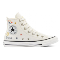 Кеды Converse All Star белые высокие с вышивкой