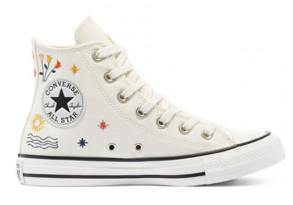Кеды Converse All Star белые высокие с вышивкой